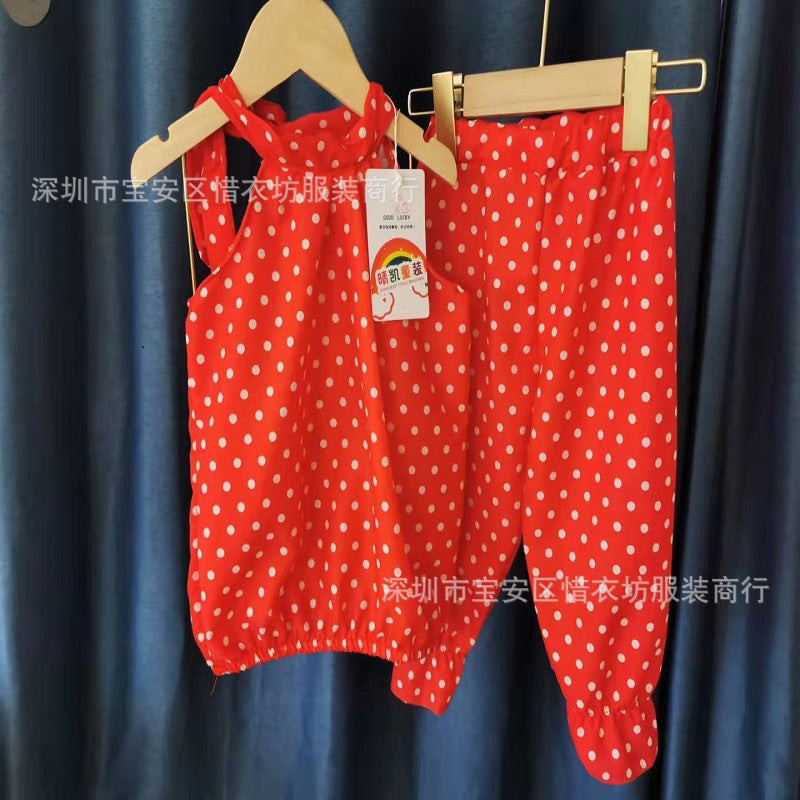 A23030922夏季薄款圓點雪紡2件套裝