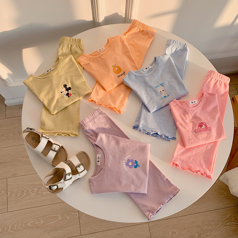 J23060813兒童睡衣夏季薄款奧戴爾寶寶家居服冰絲女童面膜春夏款空調服套裝