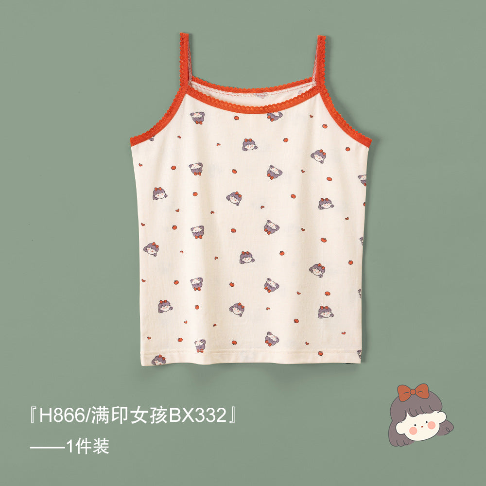 S23071312夏季韓版純棉女童吊帶衫薄款卡通女孩內穿寶寶打底兒童背心批發
