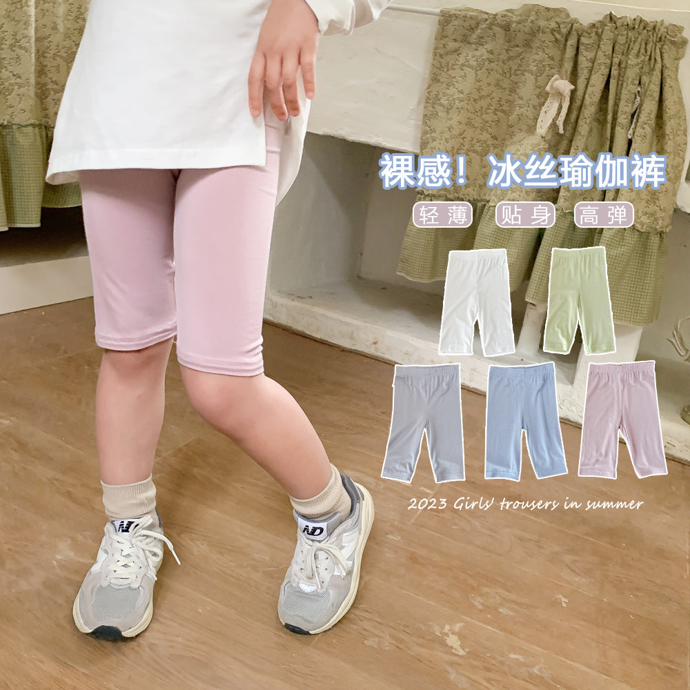 J23060815薄款女童短褲夏季莫代爾打底褲寶寶冰絲安全褲兒童芭比褲五分中褲