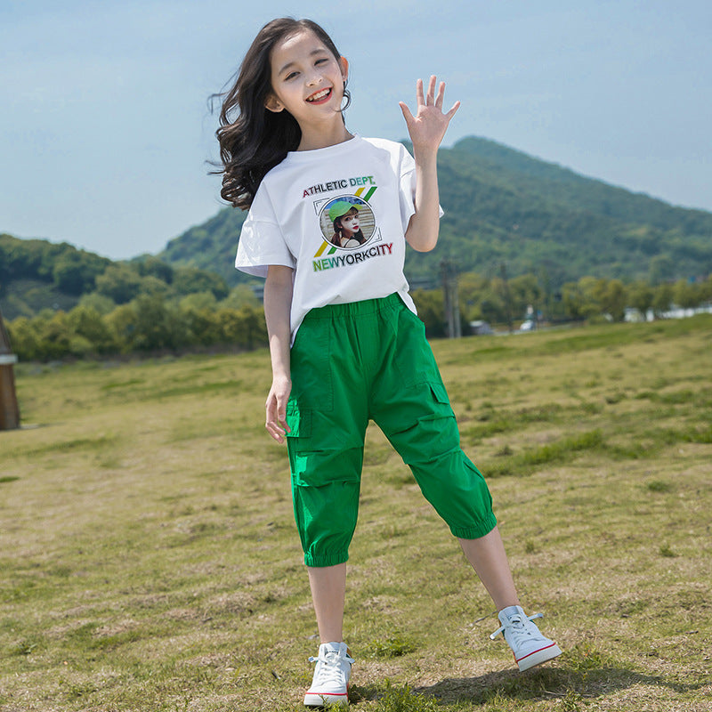 F23040118中大童-新款韓版休閒款二件式休閒套裝-夏季