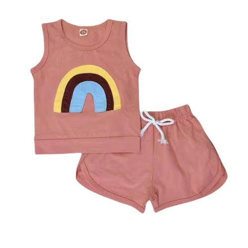 A23030911夏裝無袖休閒背心運動短褲兩件套