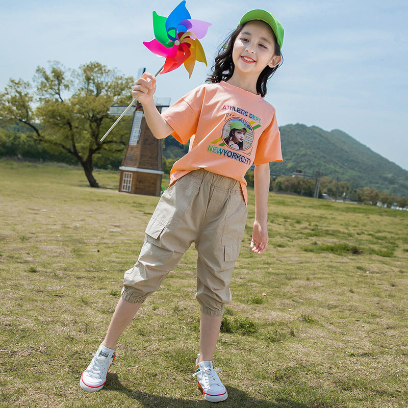 F23040118中大童-新款韓版休閒款二件式休閒套裝-夏季