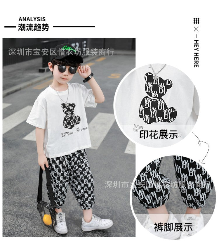A23030914男童純棉短袖冰絲防蚊褲兩件套
