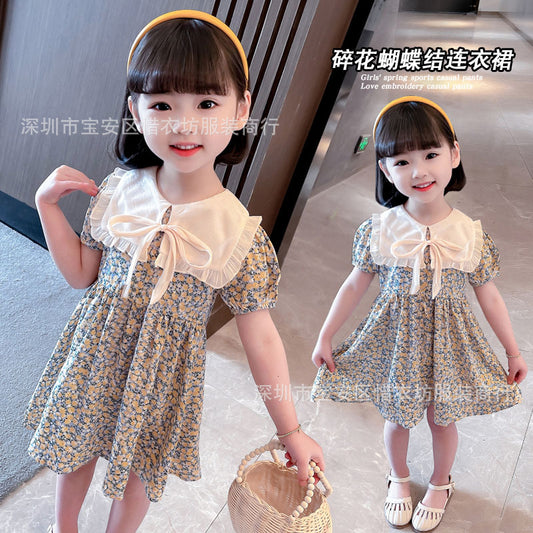 A23030904飛飛袖碎花連衣裙