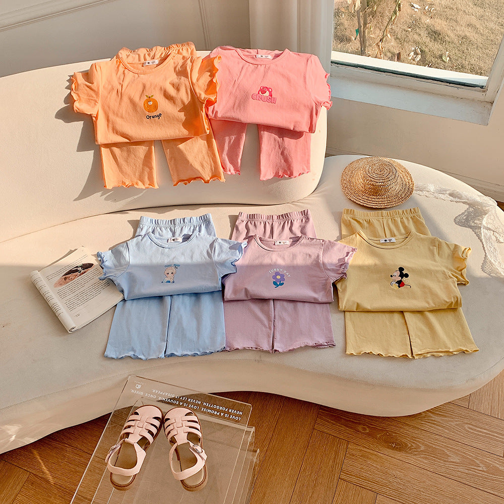 J23060813兒童睡衣夏季薄款奧戴爾寶寶家居服冰絲女童面膜春夏款空調服套裝