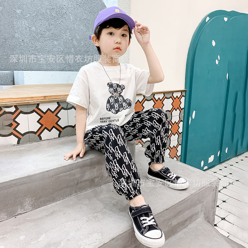 A23030914男童純棉短袖冰絲防蚊褲兩件套