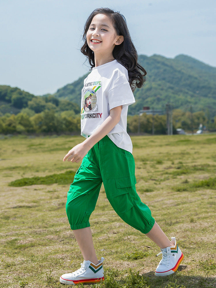F23040118中大童-新款韓版休閒款二件式休閒套裝-夏季