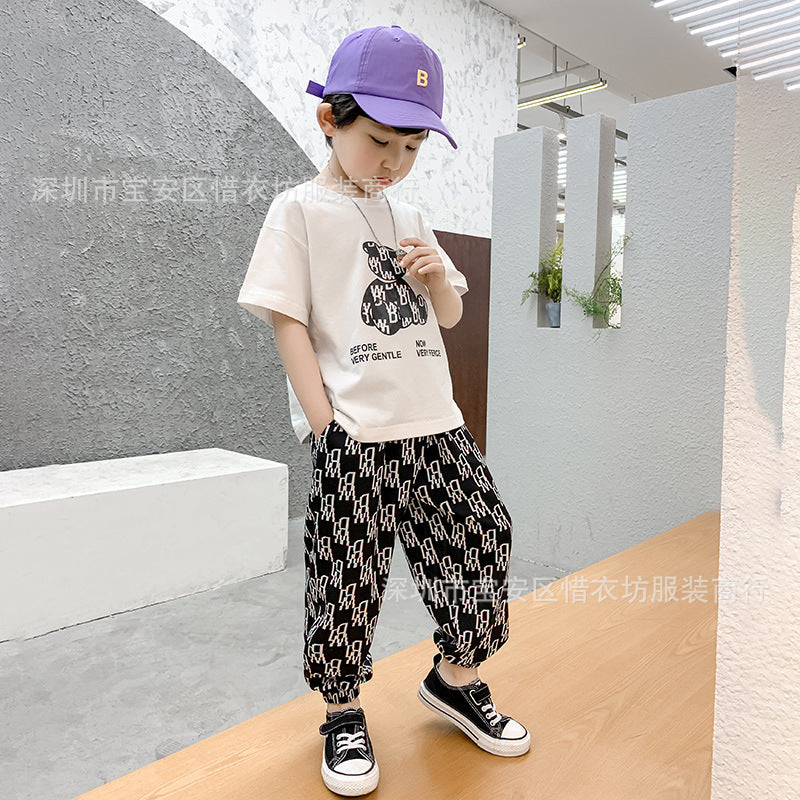 A23030914男童純棉短袖冰絲防蚊褲兩件套