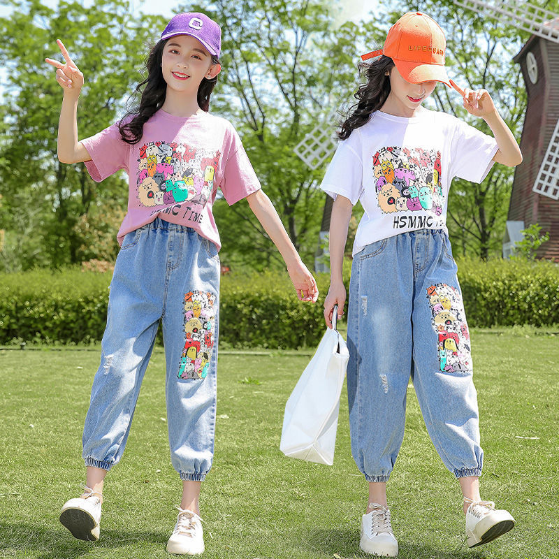 F23040103中大童-新款韓版網紅短袖二件式套裝-夏季