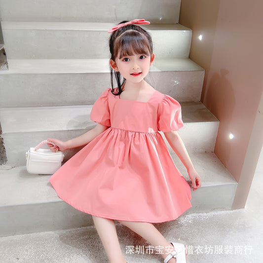 A23030902泡泡袖公主裙法式方領-純綿