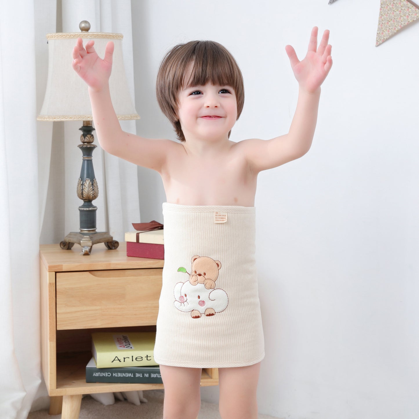 Z25040106廠商批發兒童嬰兒繡花護肚圍 保暖防踢被秋冬彩棉肚兜肚圍新疆棉