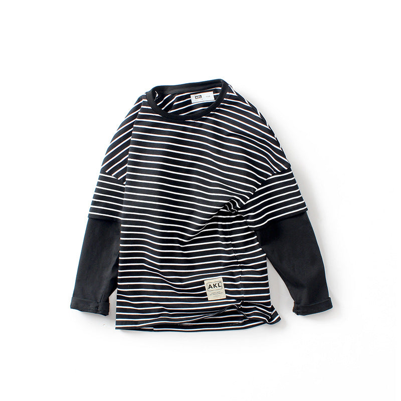 FI25101406韓版新款兒童條紋t長袖女童上衣打底衫童裝長袖t恤