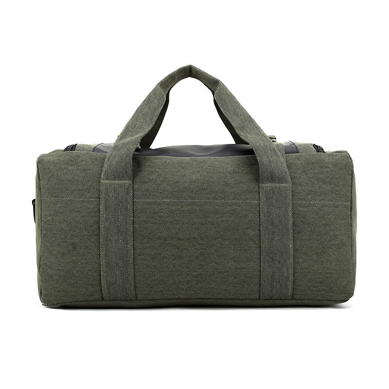 Z25022308大容量帆布牛皮手提斜背男包行李包旅遊單肩包行李袋加厚旅行包