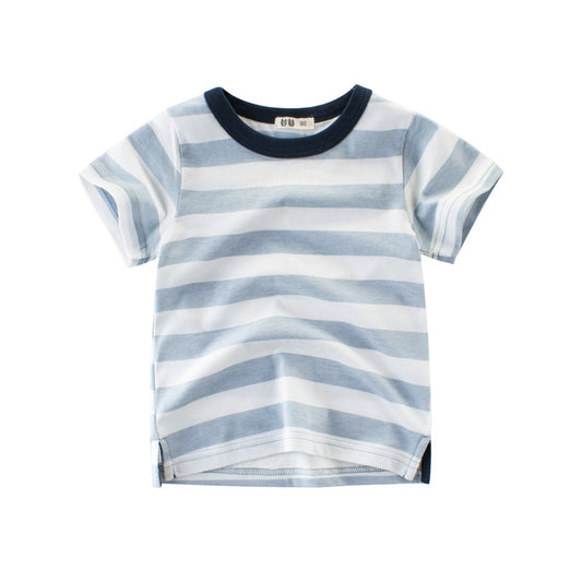 H23050936品牌童裝夏季新品男童短袖T恤條紋半袖