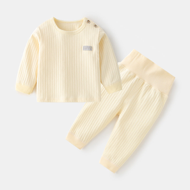 GJ25102106兒童秋冬打底秋衣嬰兒內衣套裝男女寶寶純棉印花肩扣兩件高腰秋褲