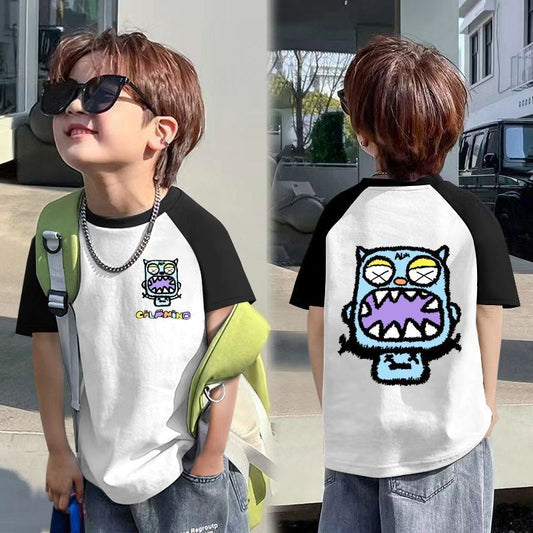 CE26022602童裝男童短袖t恤夏裝兒童中大童純棉夏季男孩休閒上衣潮t