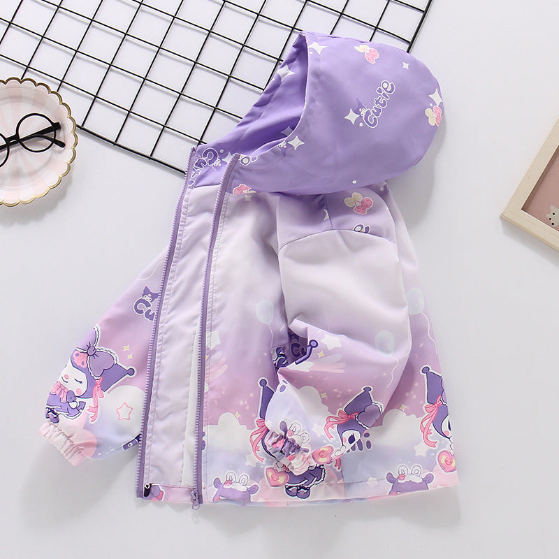 CH25110518女童春秋加絨兒童韓版衝鋒衣中大童女孩夾克洋氣上衣