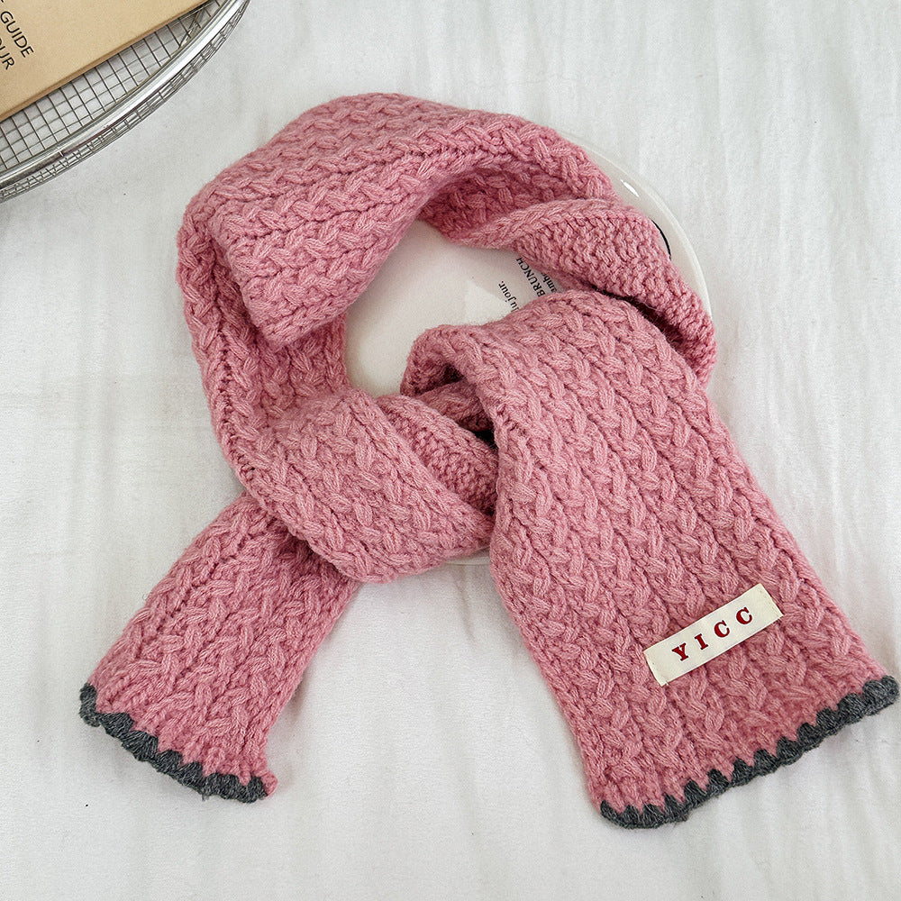 Z26010236新款兒童帽子圍巾復古鎖邊針織麻花圍巾加厚保暖男童女童二件套帽(2件起批)