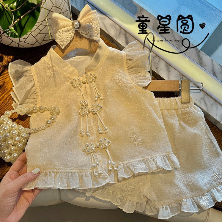 C23061607女童套裝夏季新款兒童韓版洋氣碎花兩件套女寶寶公主網紅潮