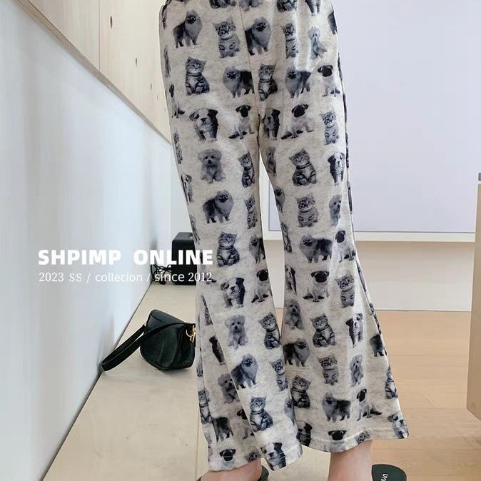 Z25030914女寶寶時尚卡通喇叭褲夏季冰絲薄款女童洋氣百搭休閒褲子批發
