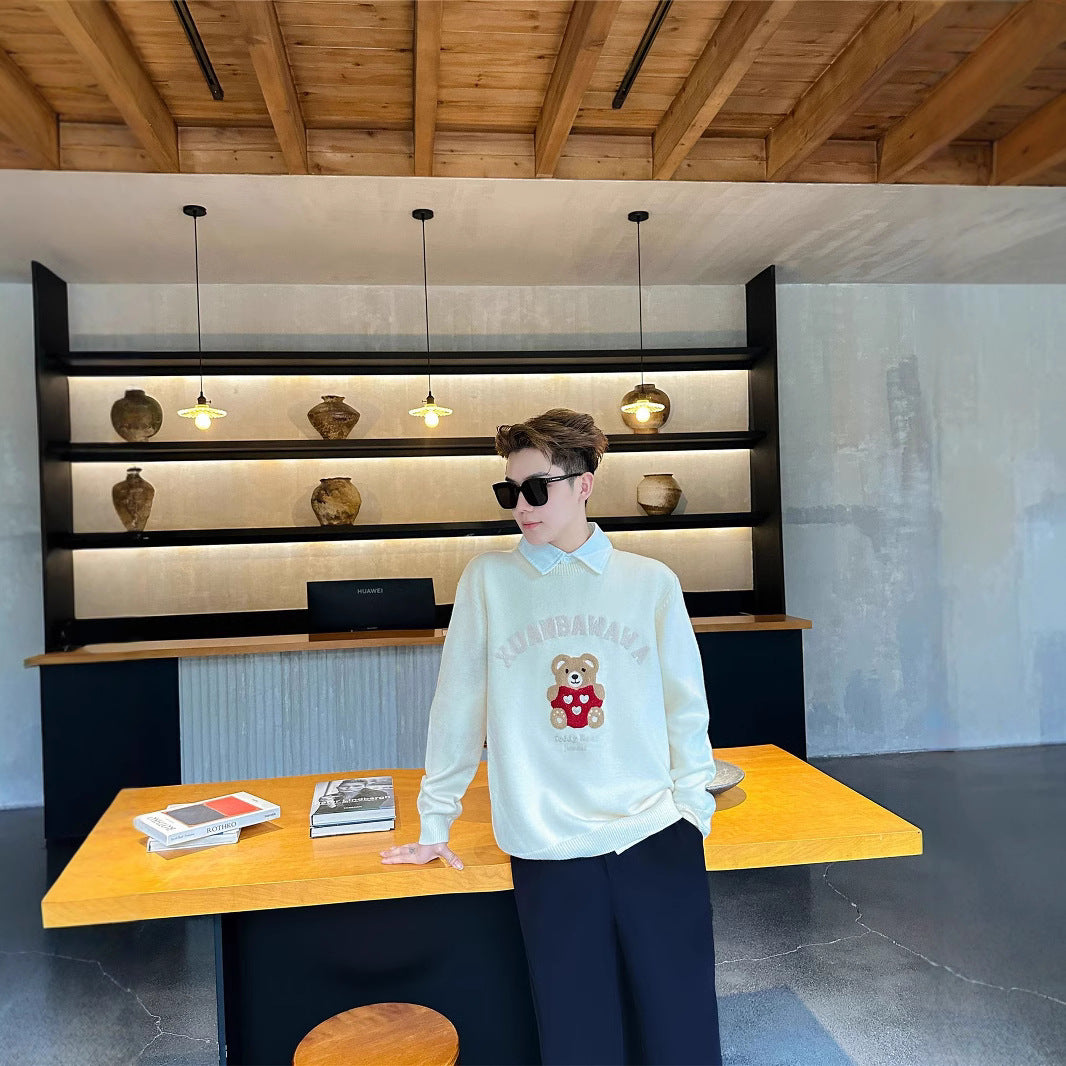 L25120402高級親子裝2025全新三口四口動漫卡通經典套頭過年保暖毛衣