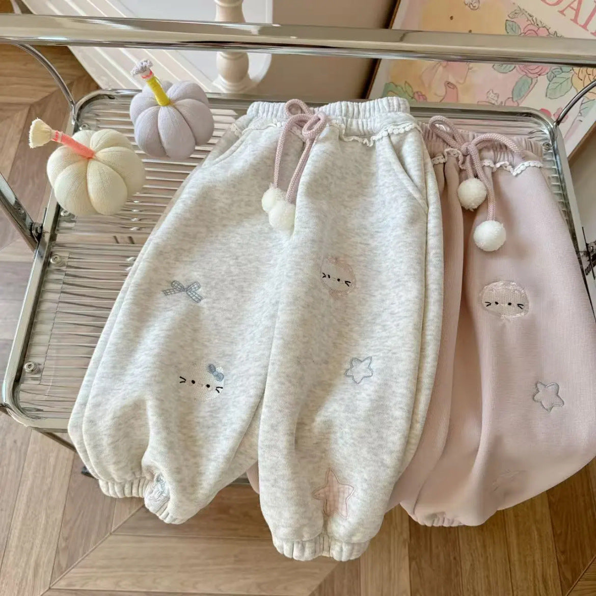 GL25122509女童加絨衛褲2025秋冬新款女寶寶保暖褲子兒童冬裝加厚束腳長褲