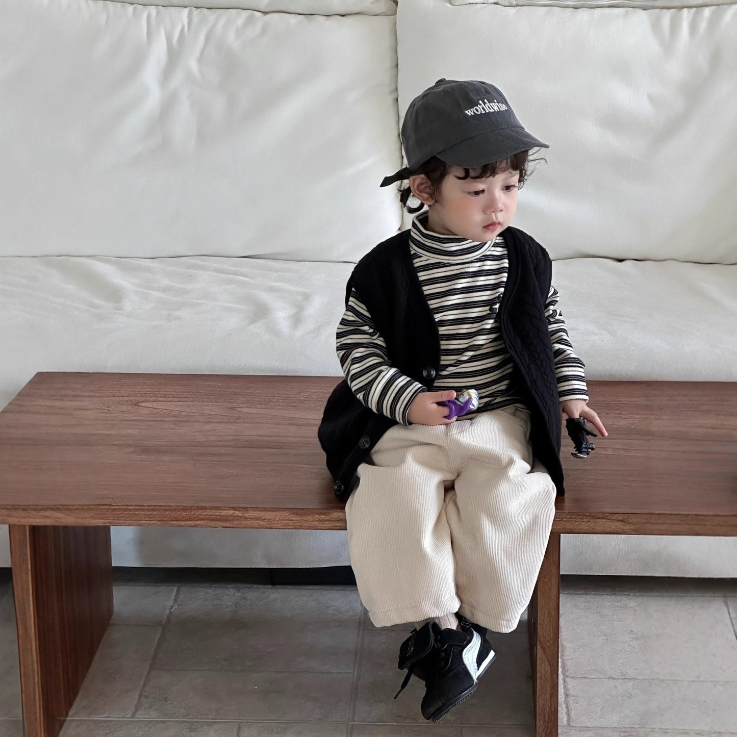 GN26012709兒童雙層棉馬甲裙2025新款秋冬裝打底衫韓版童裝男童加厚套裝