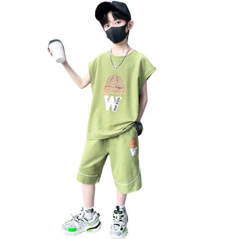 FM26042210男童夏裝套裝夏裝2026新款中大童夏季薄短款兒童兩件套衣服超酷