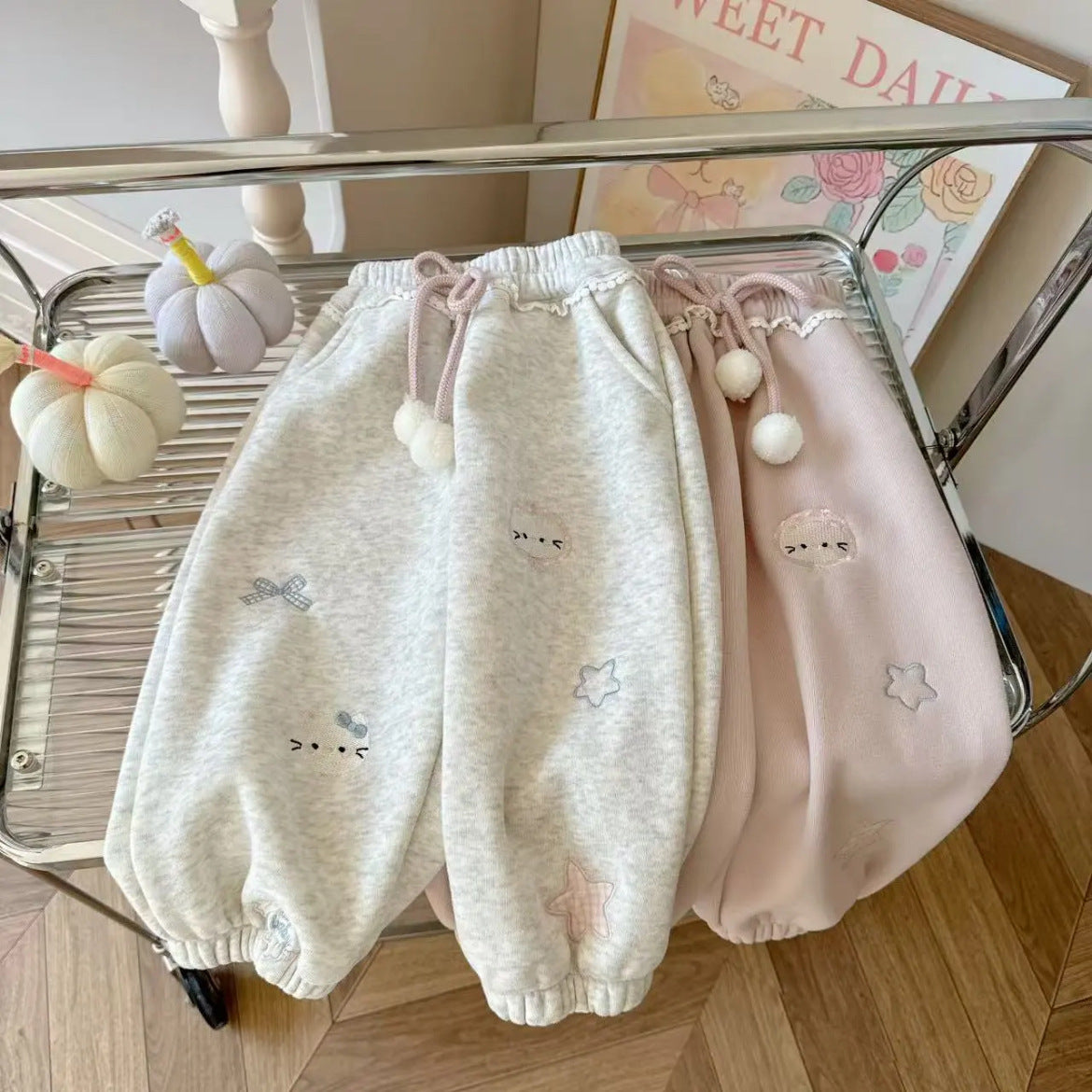 GL25122509女童加絨衛褲2025秋冬新款女寶寶保暖褲子兒童冬裝加厚束腳長褲