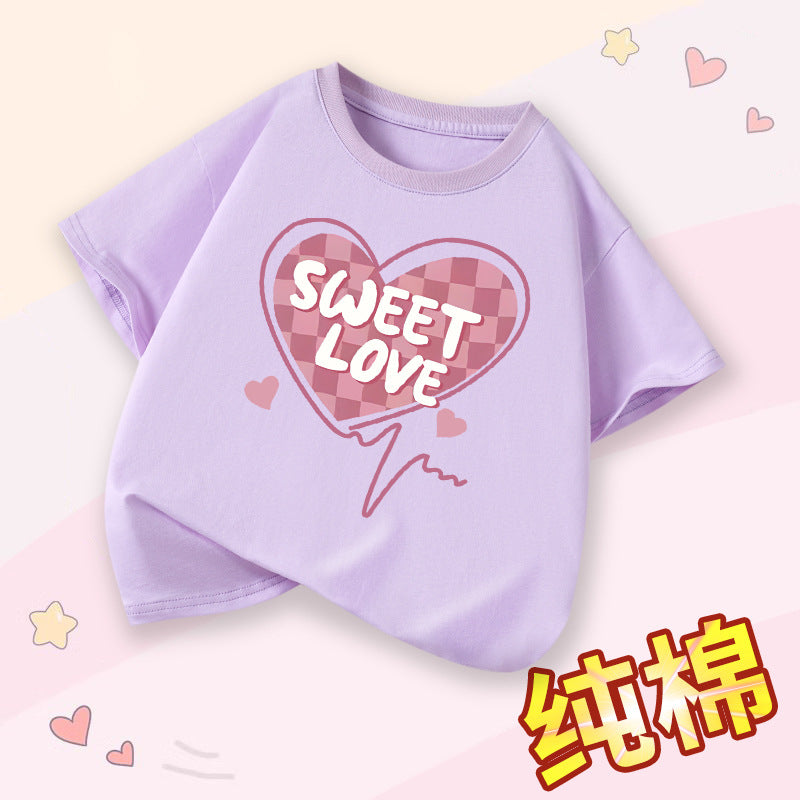 FN26052905女童短袖t卹夏季純棉薄女童衣服2026新款時尚女孩圓領童裝