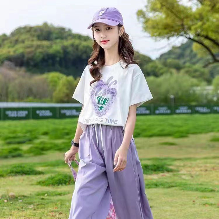 FG25053013女童夏裝套裝2025新款洋氣夏款兒童裝短袖網紅女孩夏季運動兩件套