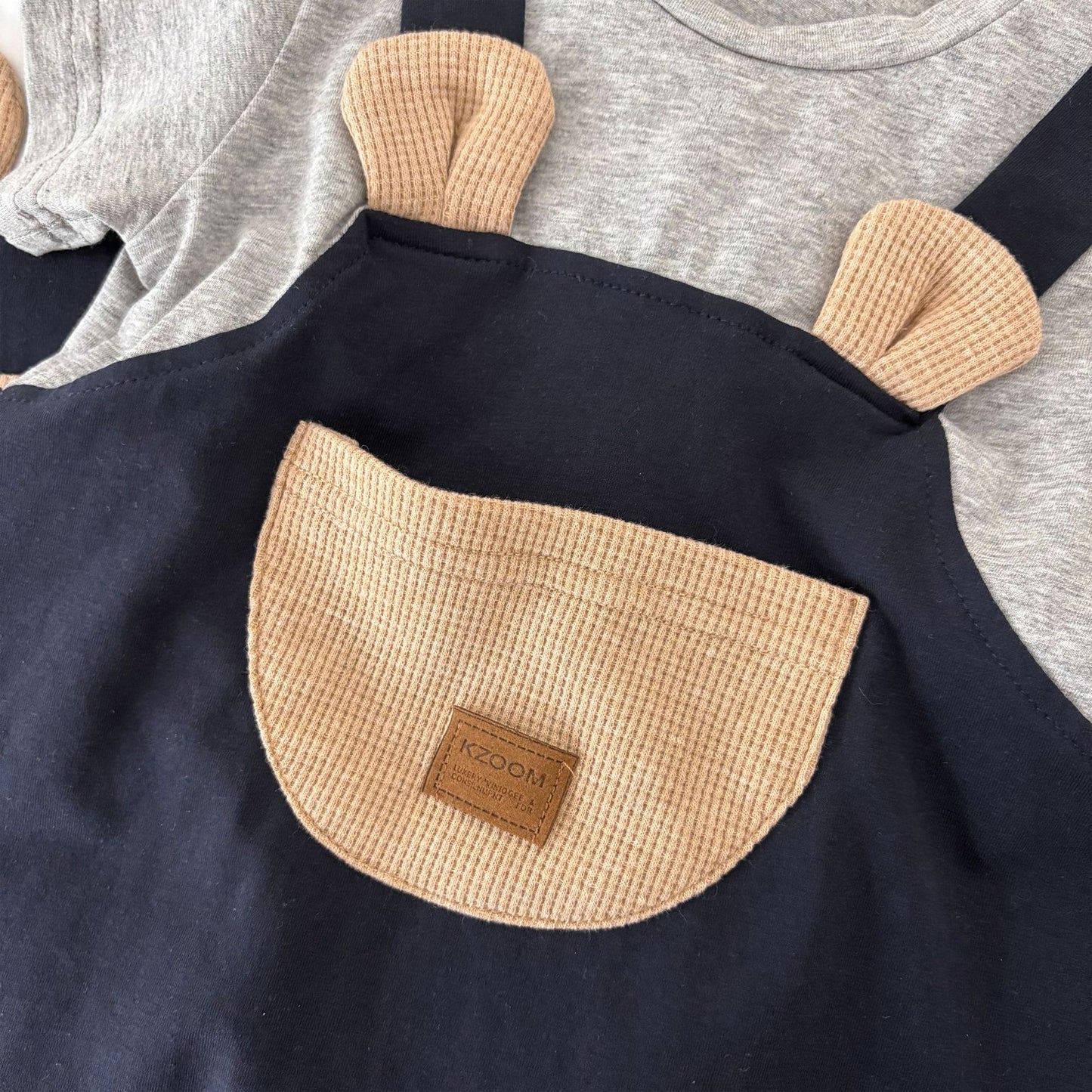 G25051402男童夏季套裝2025年新寶寶洋氣背帶圓領兒童夏裝帥氣休閒拼接爬服