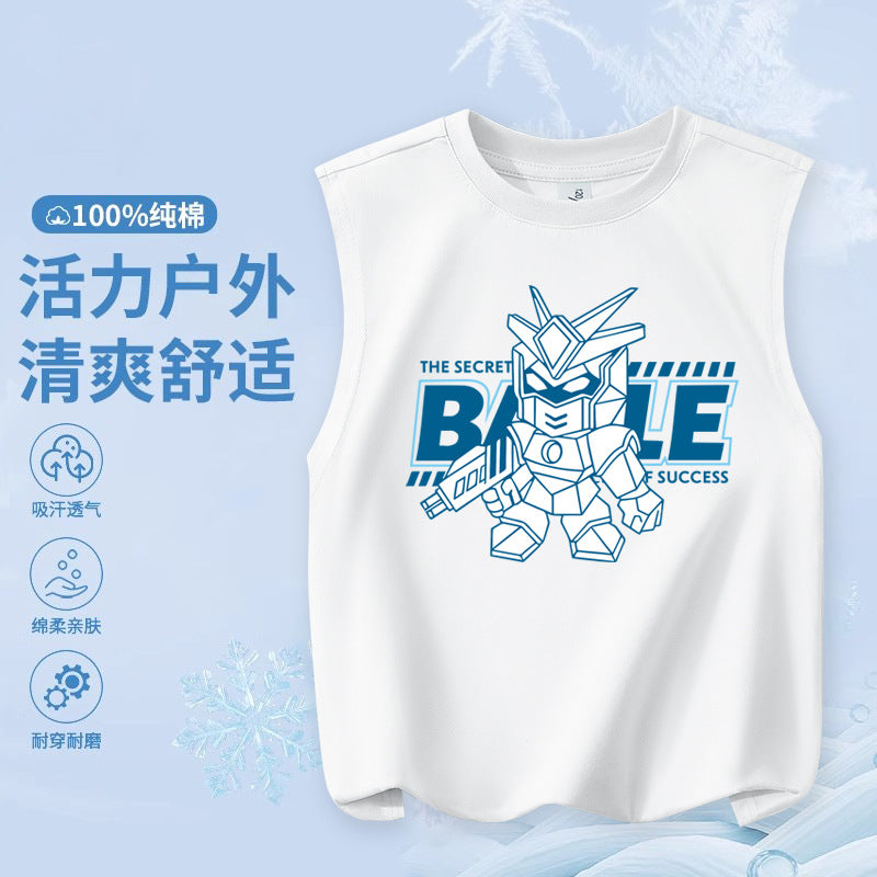 FN26052903兒童純棉背心 時尚卡通印花童裝 輕便版 中大童時尚男童上衣