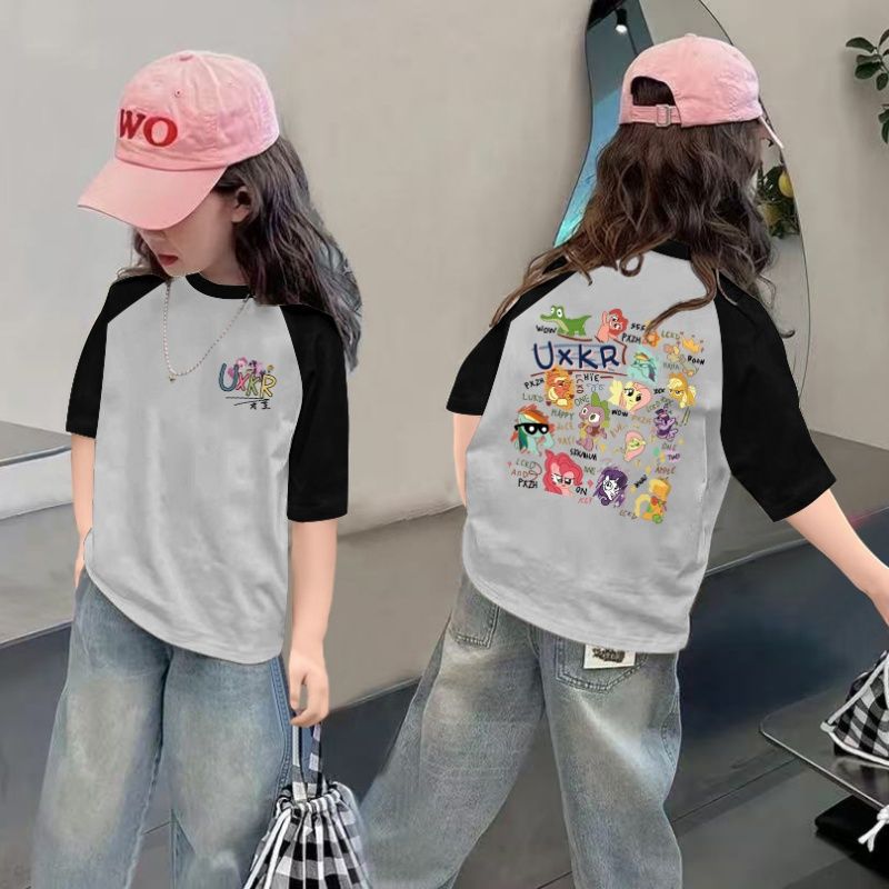 CE26022616女童夏季短袖T恤纯棉2026新款儿童洋气半袖女孩夏装薄款体恤上衣t