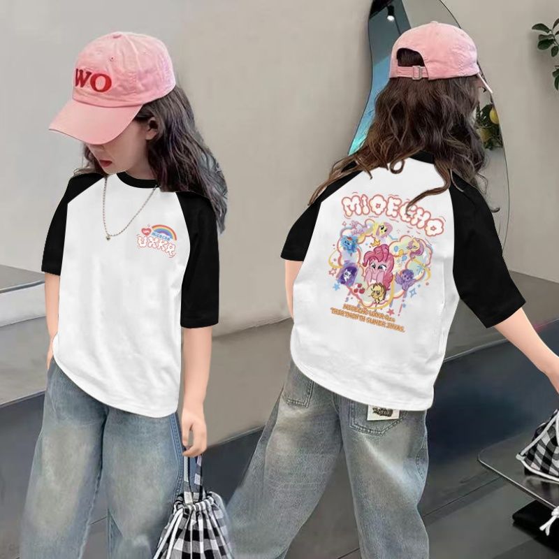 CE26022616女童夏季短袖T恤纯棉2026新款儿童洋气半袖女孩夏装薄款体恤上衣t