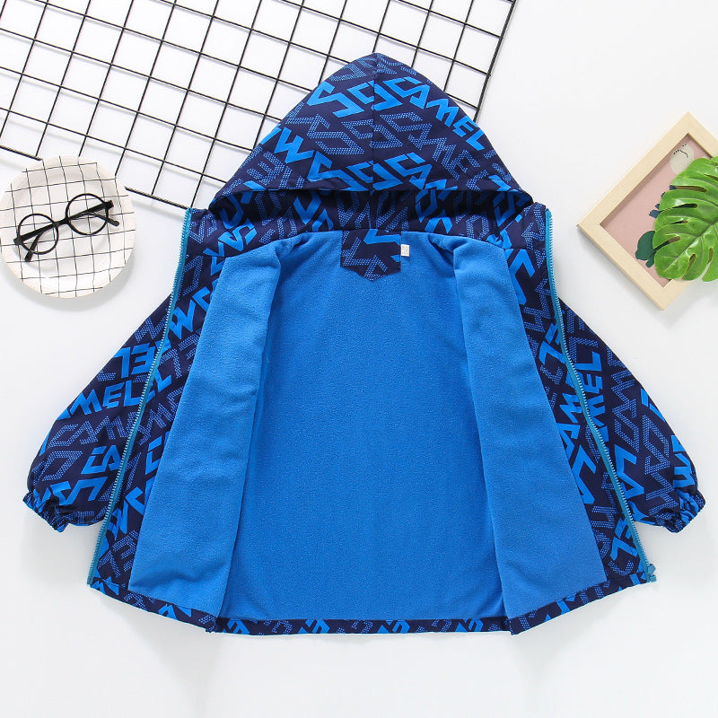 CH25110501兒童裝男童秋裝新款春季秋季外套加絨加厚衝鋒衣春秋冬款