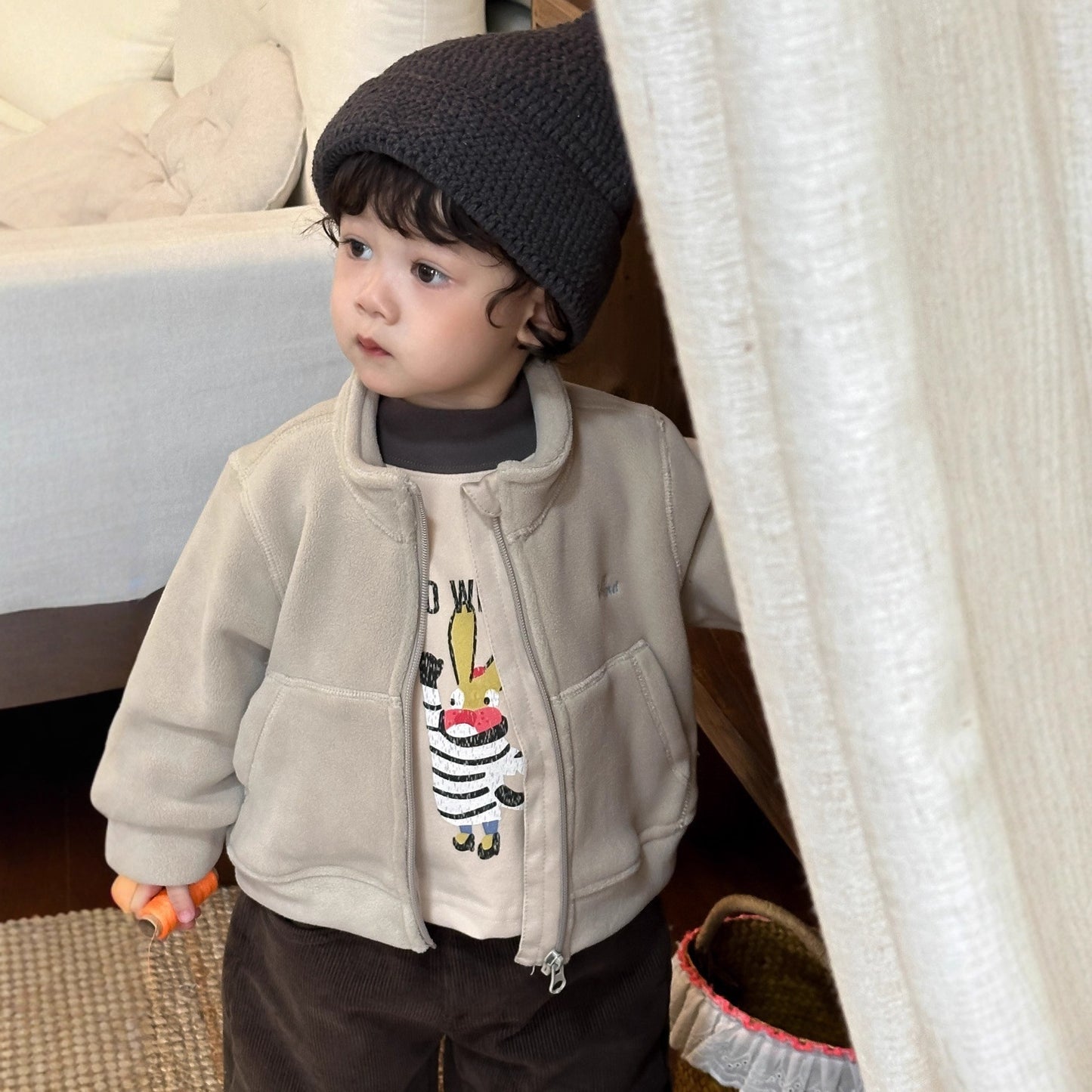 GN26012712小寶寶秋冬季外套2025新款韓版童裝兒童服裝冬款男童加厚衛衣套裝