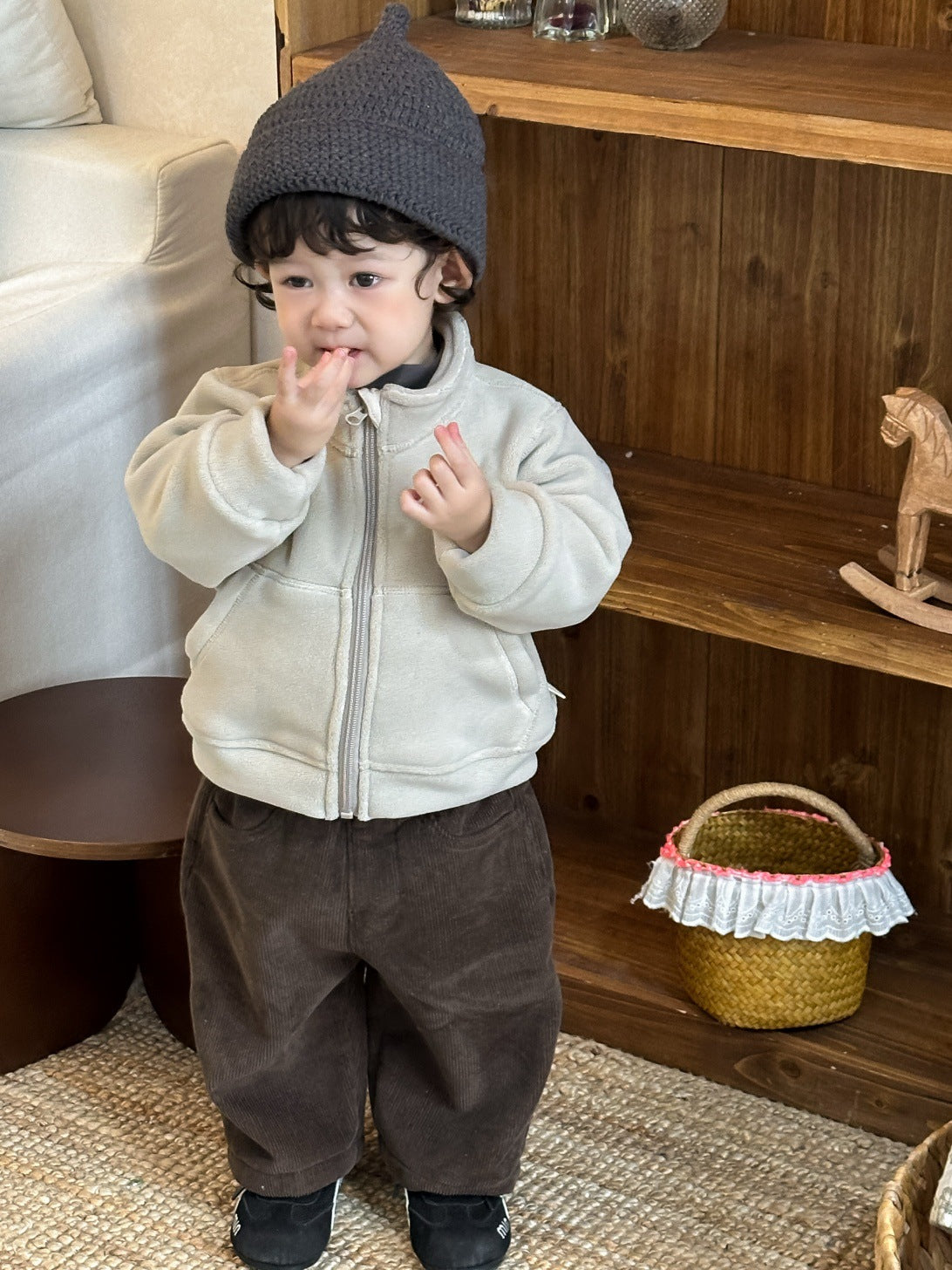 GN26012712小寶寶秋冬季外套2025新款韓版童裝兒童服裝冬款男童加厚衛衣套裝