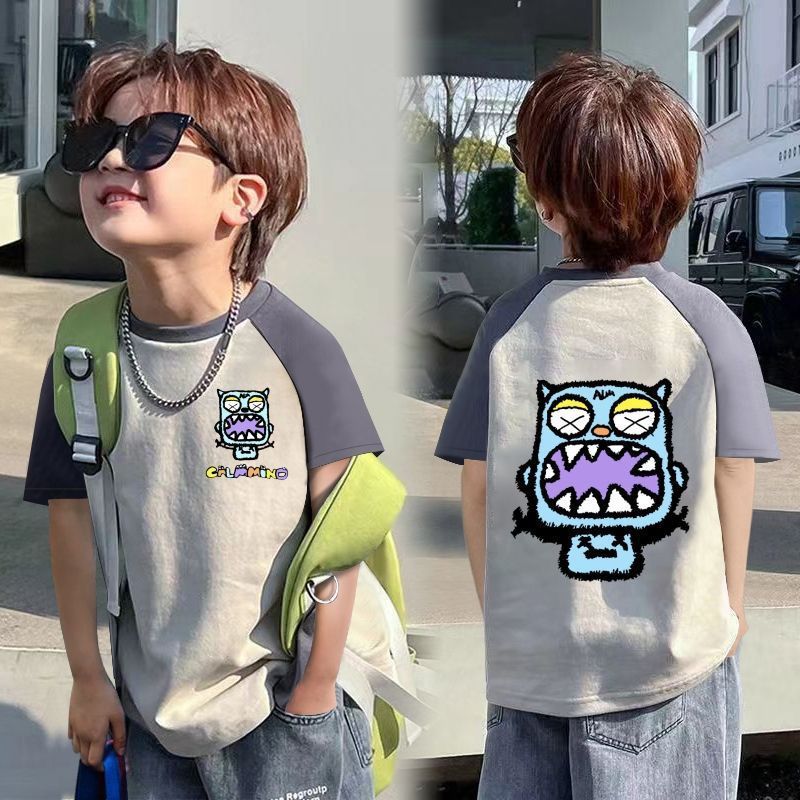 CE26022602童裝男童短袖t恤夏裝兒童中大童純棉夏季男孩休閒上衣潮t