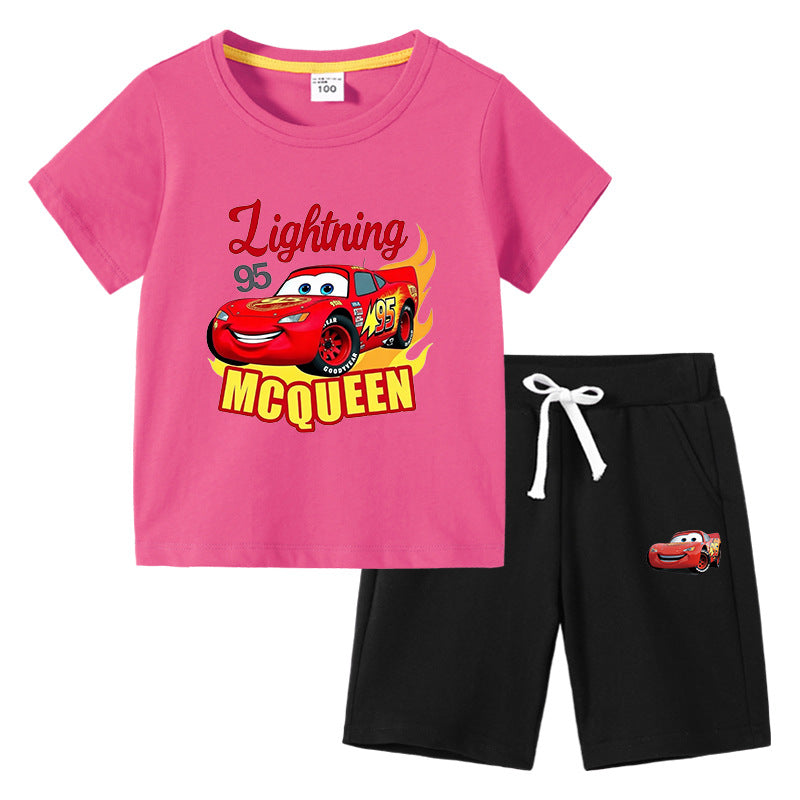 CI26041508兒童裝韓版男生T恤夏季上衣褲子半袖棉短袖中褲兩件套