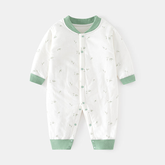 GJ25102122嬰兒夾棉連身衣寶寶保暖冬季無骨哈衣薄棉加厚對門兒童40克爬服