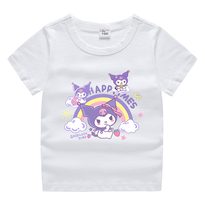 CI26041503夏季女童圓領短袖T恤熱短褲韓版休閒套裝