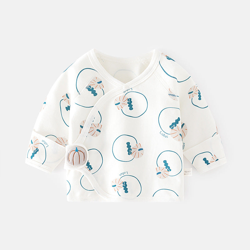 GJ25102124新生兒內褲無骨純棉春秋魔鬼氈半背睡衣滿月與尚服寶寶上衣