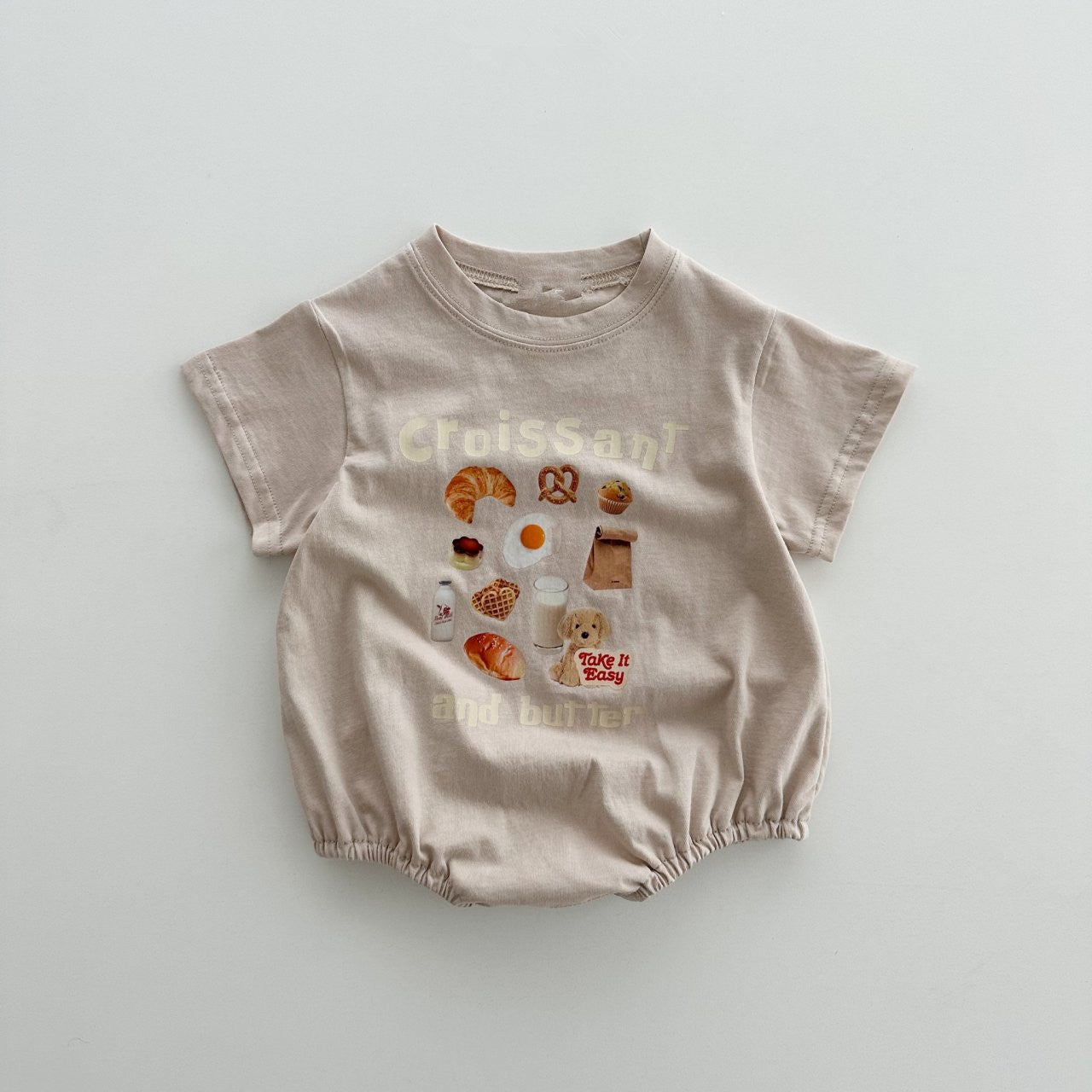 GF26043015韓國版新生兒嬰兒印花百搭純棉連身衣爬服男女童純棉休閒T卹潮