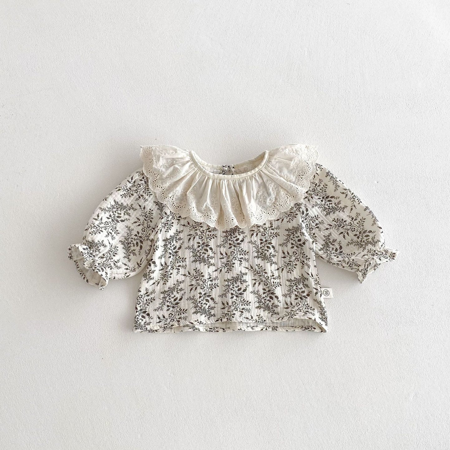 G25092513嬰兒衣服秋裝背帶褲套裝韓版女花邊洋氣碎花上衣女童包屁褲兩件套