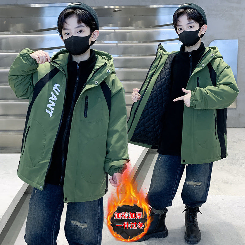 CH251105兒童裝男童裙子加絨加厚2025新款中大童男孩衝鋒衣三合一秋冬裝潮