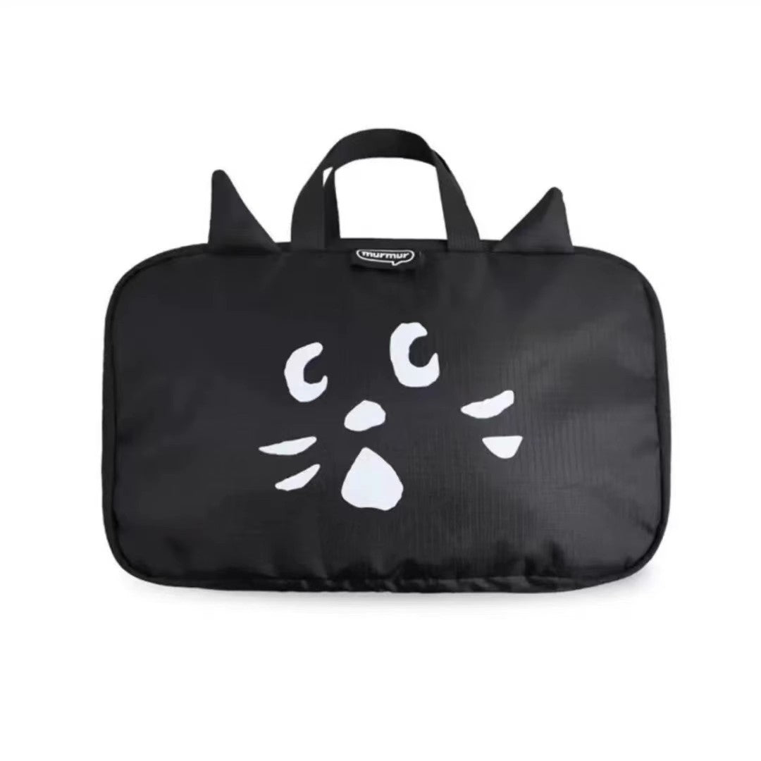 Z25040101日韓ne-net驚訝貓旅行袋衣物打包袋小號便攜手提行李包健身包