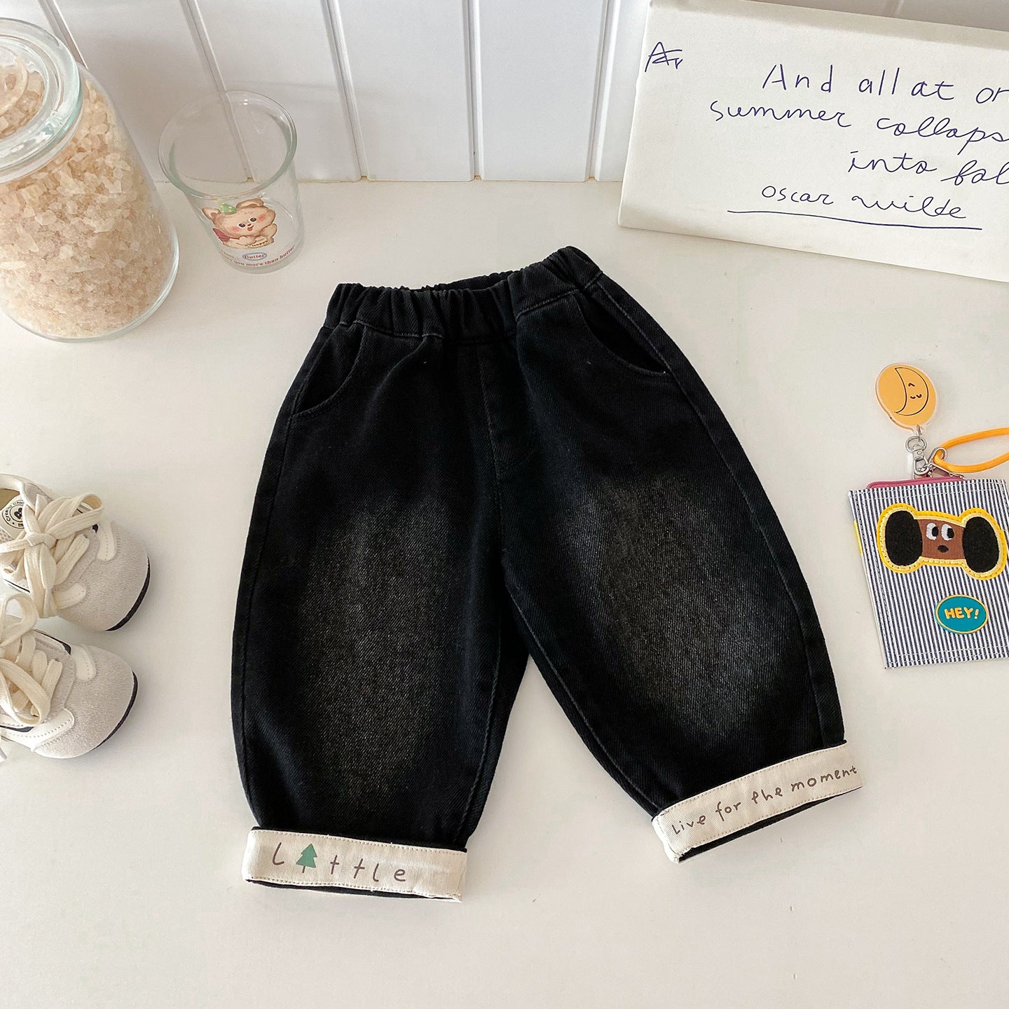 Z26010238秋季新生幼兒捲邊寶寶韓版洋氣百搭卡通休閒長褲(2件起批)