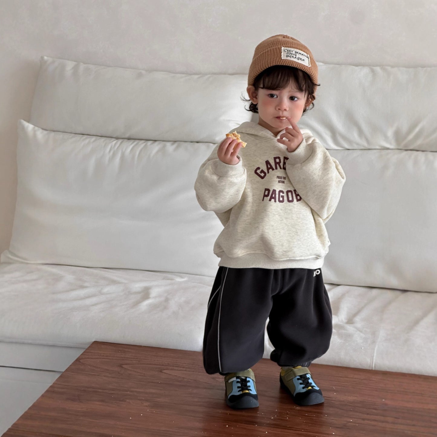 GN26012707兒童連帽衛衣加厚衛褲2025新款冬季韓版童裝寶寶冬裝男童加絨套裝